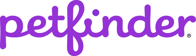 The logo of Petfinder in purple cursive script.